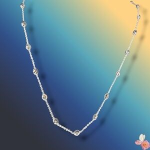Italy 925 Sterling Silver Ball Bead Chain Necklace 534